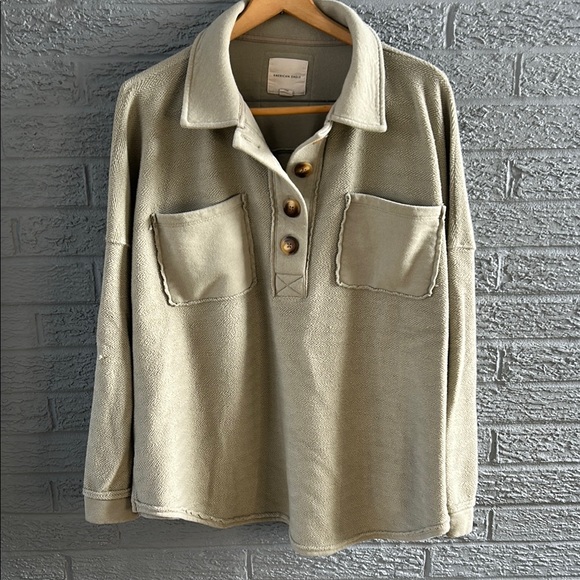 American Eagle Outfitters Tops - American Eagle Green Textured Pullover Sweatshirt